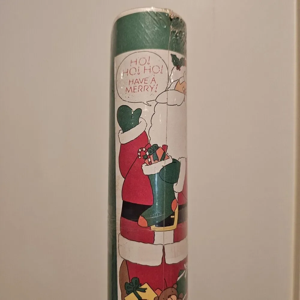 Vintage American Greetings Dept Store Christmas Santa Door Poster LARGE 76x34”